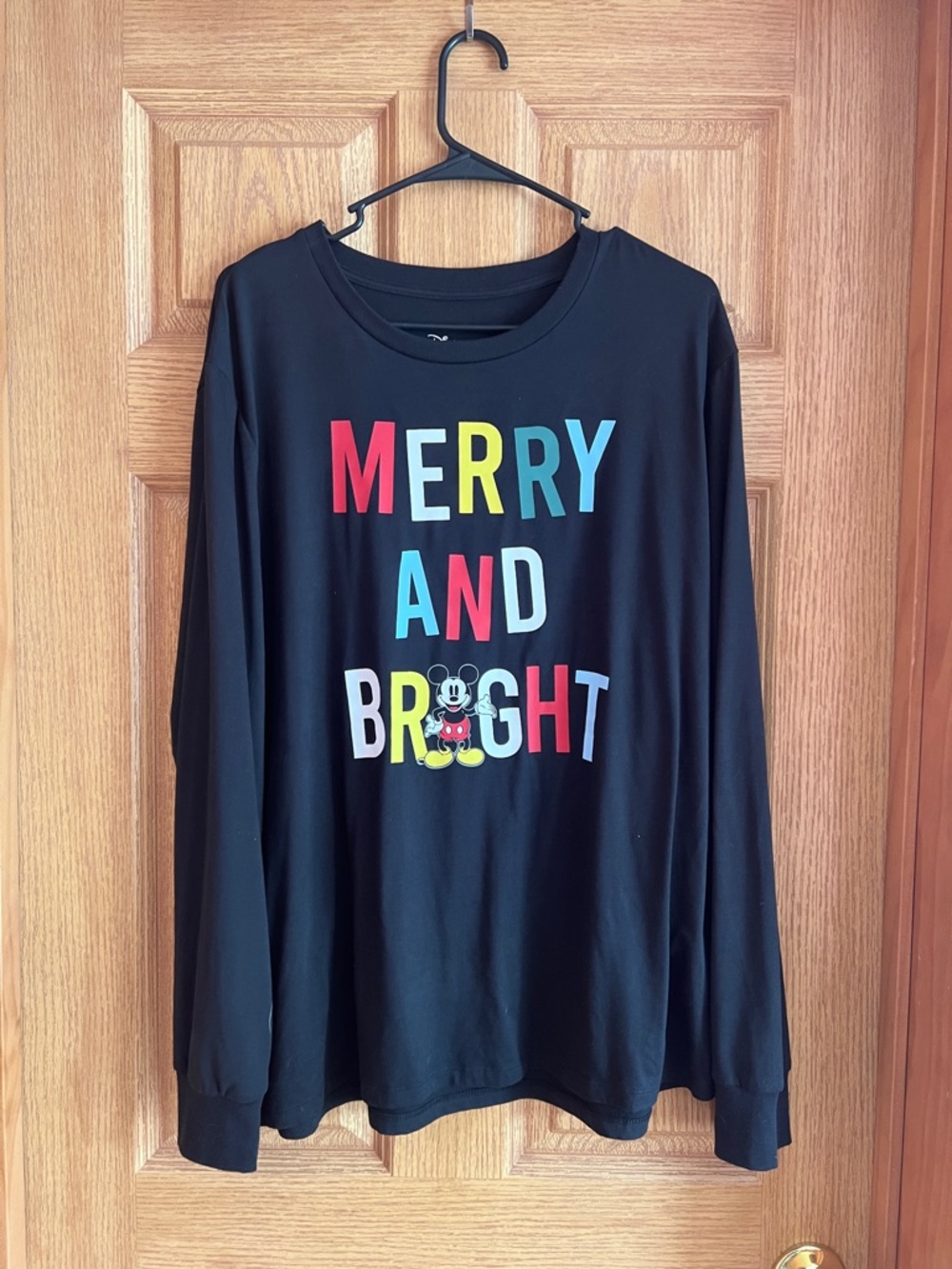 Disney Black Mickey Mouse Graphic Tee with Multicolor Letters